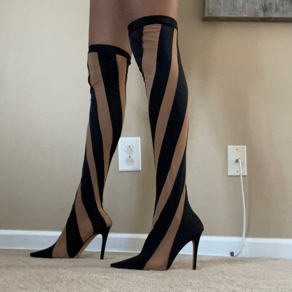 Wrapped Panel Pointed Toe over the knee thigh high Stilleto Heel